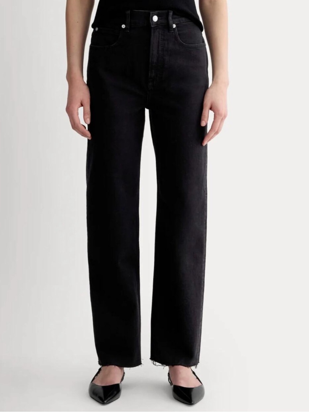 Everlane The Way High Jeans Organic Cotton Raw Hem Straight Jeans